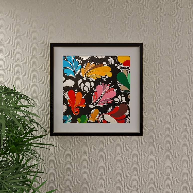 Original Abstract Floral Painting by Bianca Stefanescu