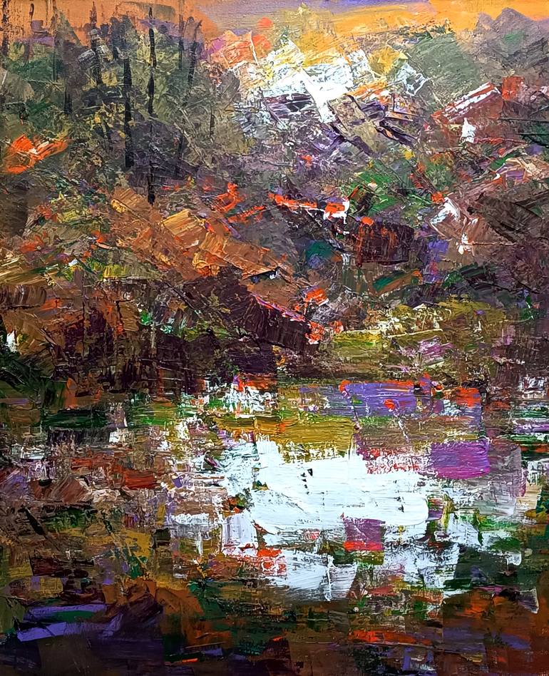 Original Impressionism Landscape Painting by Magunta Dayakar