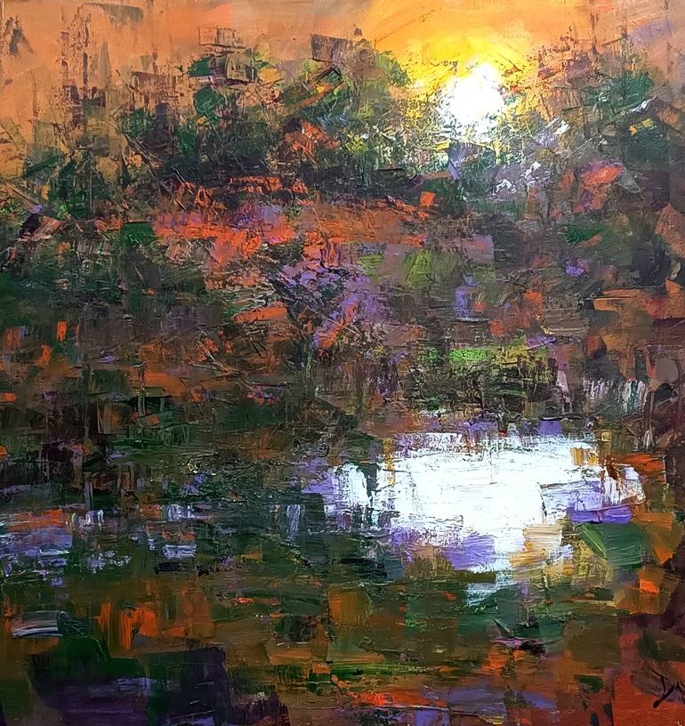 Original Impressionism Landscape Painting by Magunta Dayakar