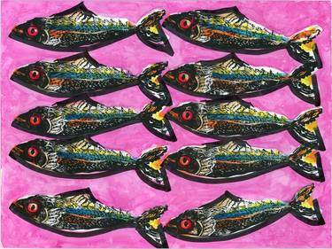 Print of Fish Mixed Media by Joseph Lussier