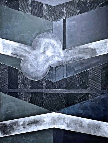 Original Abstract Geometric Mixed Media by Eric Fassett