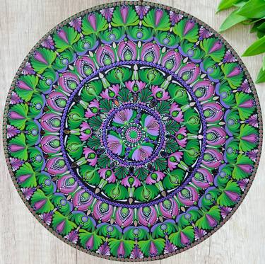 24-Inch Mandala Dot Art painting on MDF Board for wall decor thumb