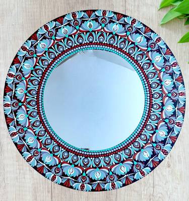 24 inch Decorative Dot Mandala Art with Mirror - Round Mirror thumb