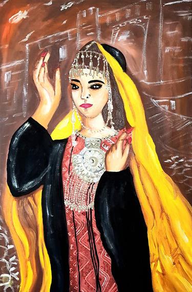 Original Art Deco Women Paintings by S A Ahamed