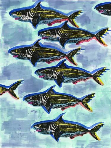 Print of Fish Mixed Media by Yuko Lussier