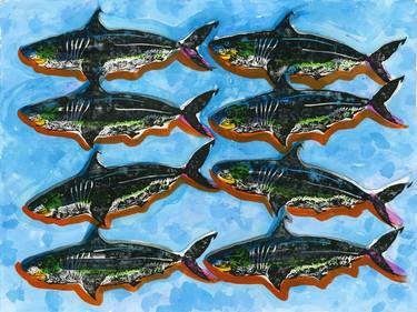 Print of Fish Mixed Media by Yuko Lussier