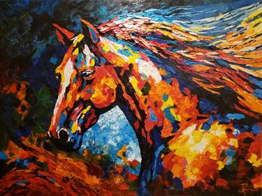 Original Abstract Expressionism Horse Paintings by Roberto Ruiz