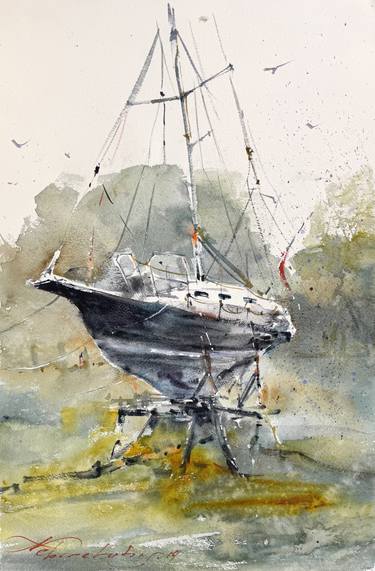 Original Boat Paintings by Aleksandrs Neberekutins