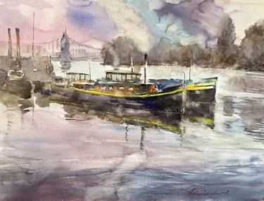 Old boats in the Ramsgate port.  Watercolor. thumb