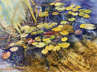 Water lilies. Watercolor on paper. thumb