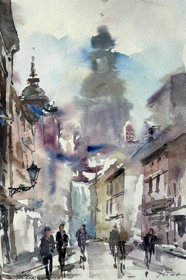 Original Art Deco Cities Painting by Aleksandrs Neberekutins