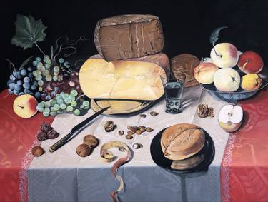 Still life Painting "Nuts and Cheese" thumb