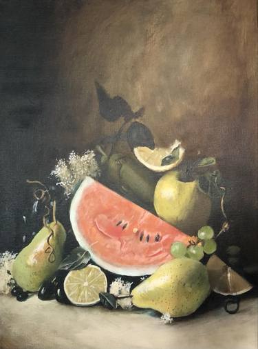 Still Life Painting "Watermelon and pear" thumb