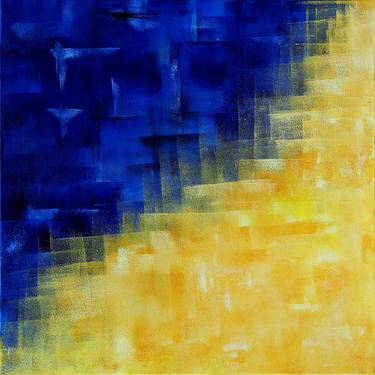 COSTA DORADA, abstract acrylic painting on in blue and yellow thumb