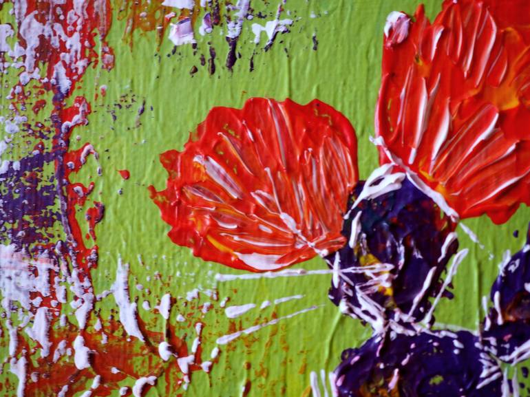 Original Abstract Expressionism Floral Painting by Rikka Romano