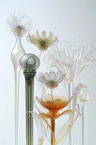Haunting Beauty in Blown Glass - Bouquet of Glass Flowers thumb