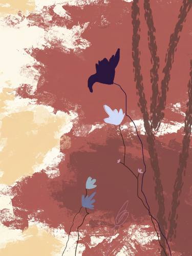 Original Abstract Nature Mixed Media by Natalie Ola