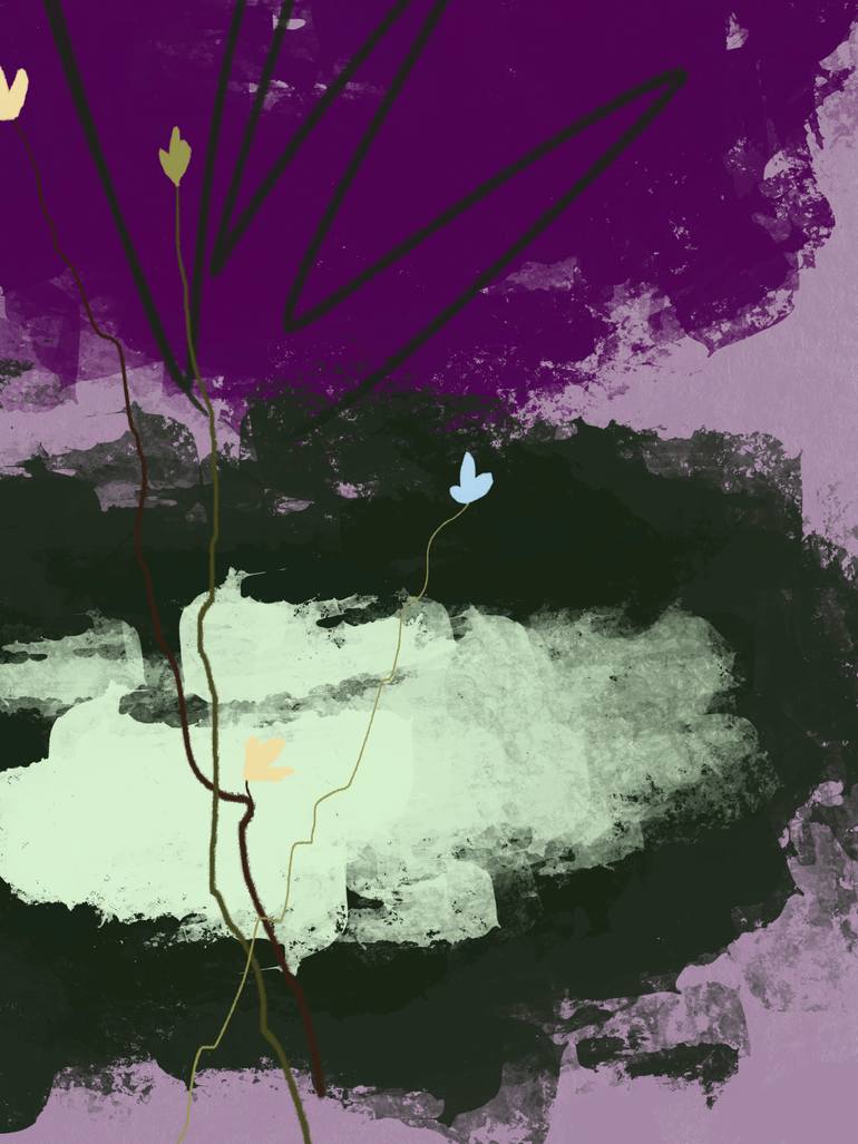 Original Abstract Nature Mixed Media by Natalie Ola