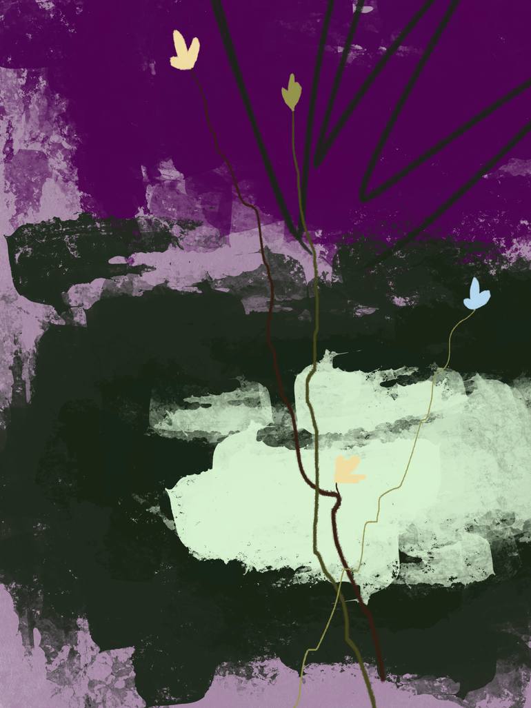 Original Abstract Nature Mixed Media by Natalie Ola