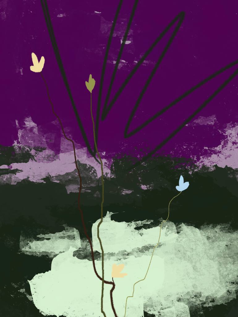 Original Abstract Nature Mixed Media by Natalie Ola
