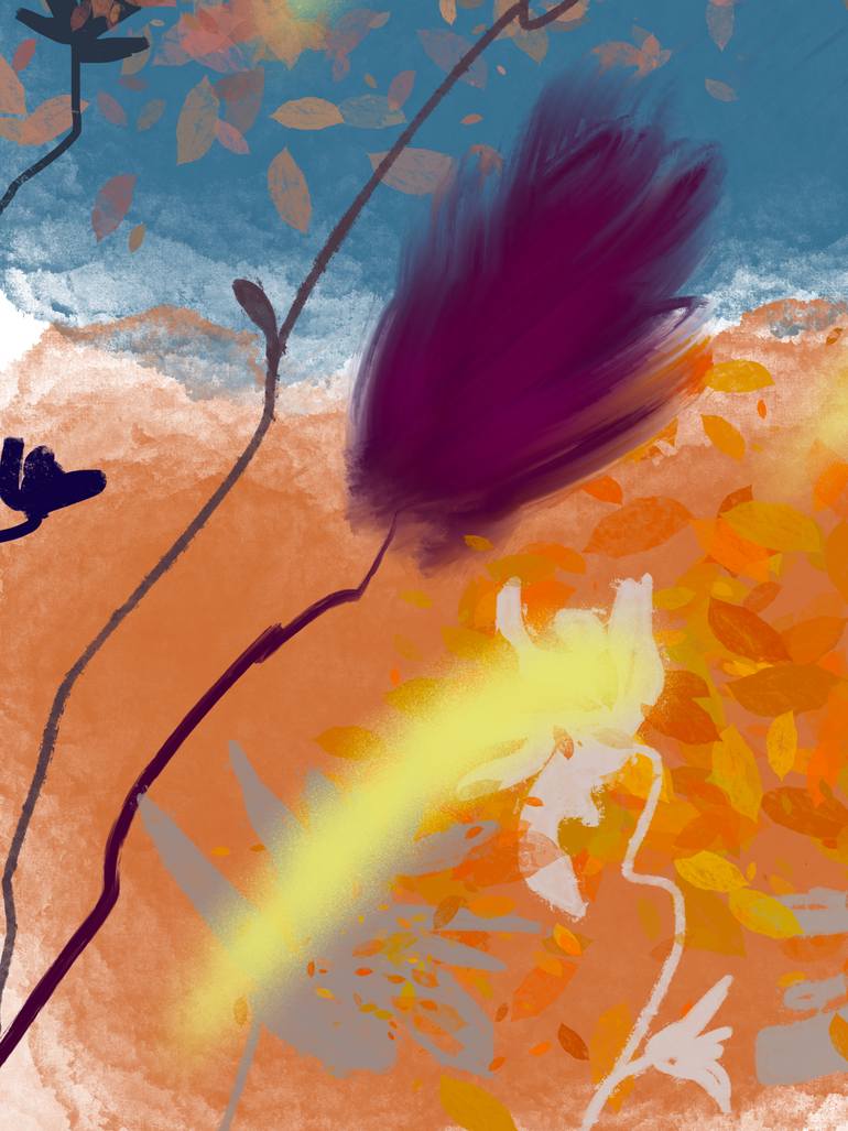 Original Abstract Nature Mixed Media by Natalie Ola