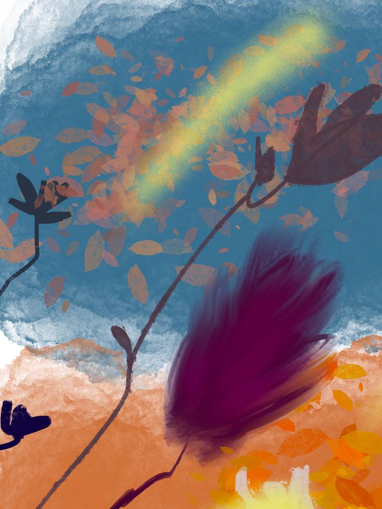 Original Abstract Nature Mixed Media by Natalie Ola