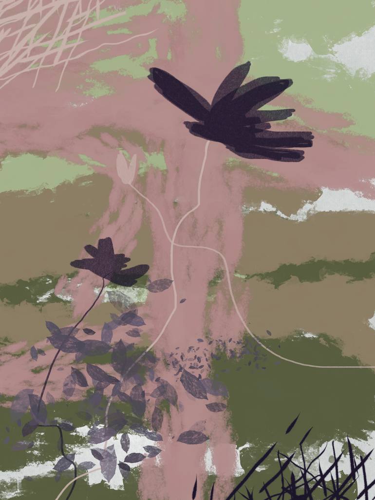 Original Abstract Nature Mixed Media by Natalie Ola