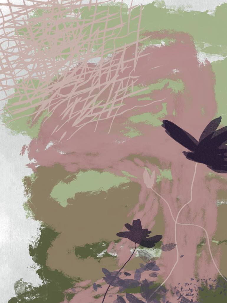 Original Abstract Nature Mixed Media by Natalie Ola