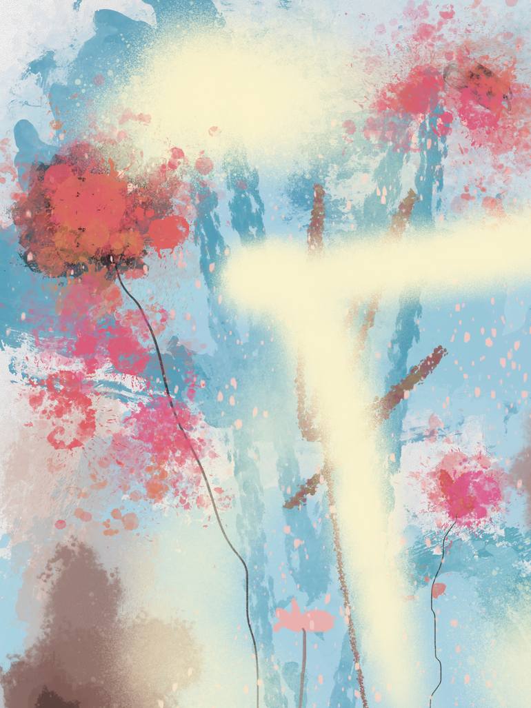 Original Abstract Nature Mixed Media by Natalie Ola