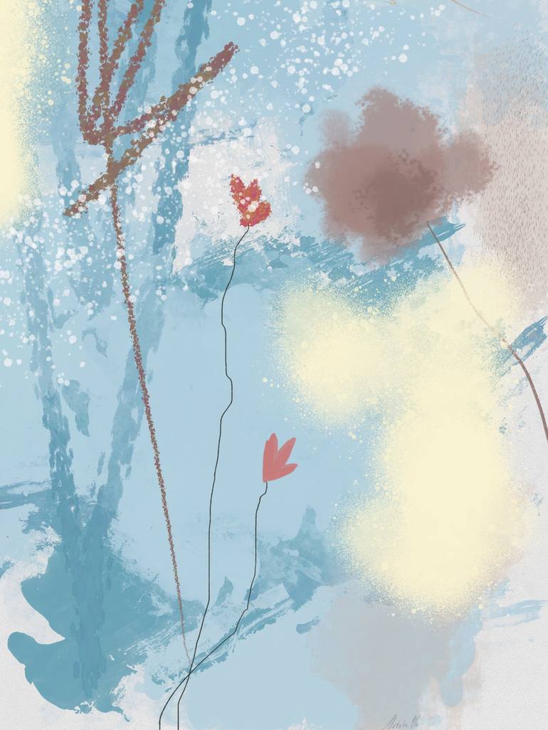 Original Abstract Nature Mixed Media by Natalie Ola