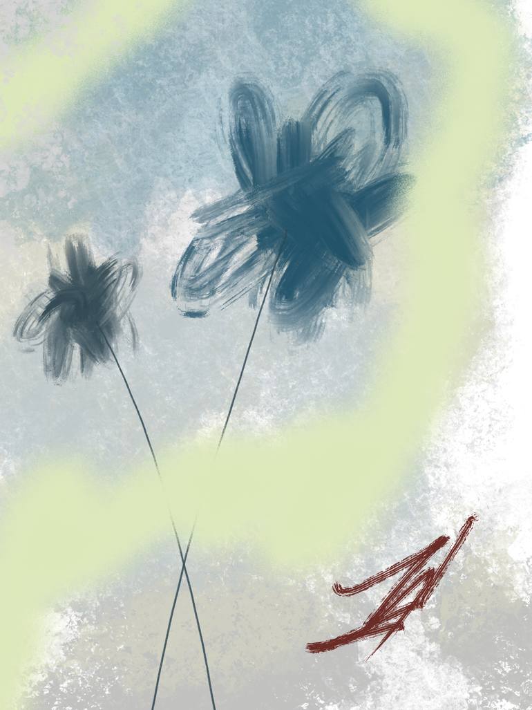 Original Abstract Nature Mixed Media by Natalie Ola