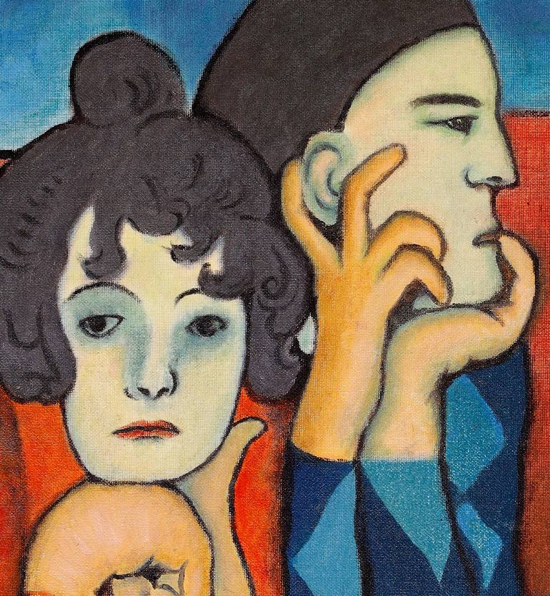 Original Impressionism People Painting by Mike Ryoma