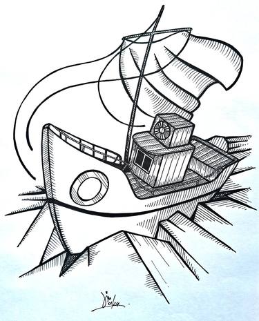 Original Ship Drawings by Armando Alves