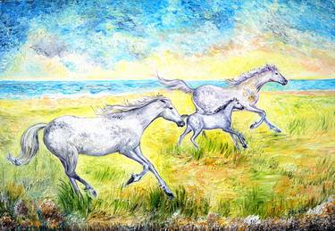 Print of Horse Paintings by Marie Claude ELLHËA