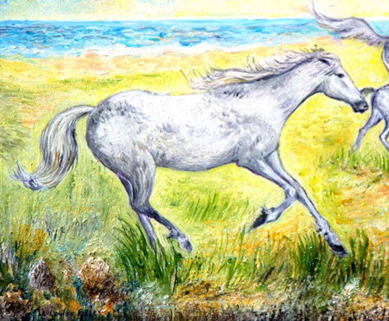 Original Figurative Horse Painting by Marie Claude ELLHËA