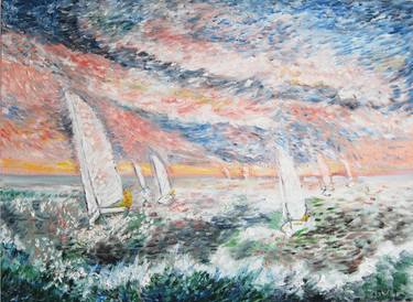 Original Impressionism Boat Paintings by Marie Claude ELLHËA