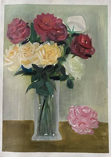 Original Art Deco Floral Paintings by ALVEENA KHURRAM KHAN