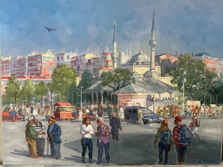 Original Impressionism Architecture Painting by Yessengali Sadyrbayev