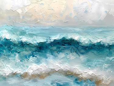 Original Abstract Expressionism Seascape Printmaking by Veronika Obushikhina