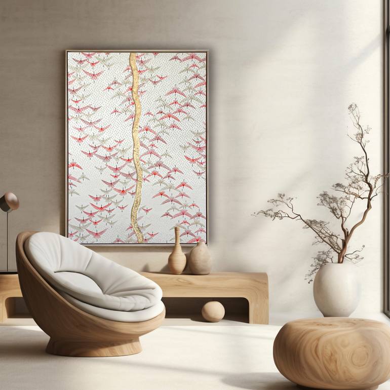 Original Abstract Animal Mixed Media by Lena Okamoto
