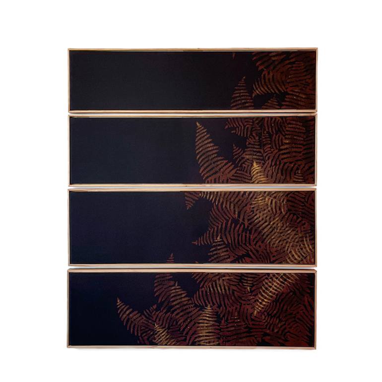 Original Abstract Botanic Mixed Media by Lena Okamoto