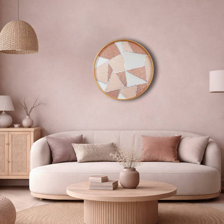 Original Abstract Geometric Mixed Media by Lena Okamoto