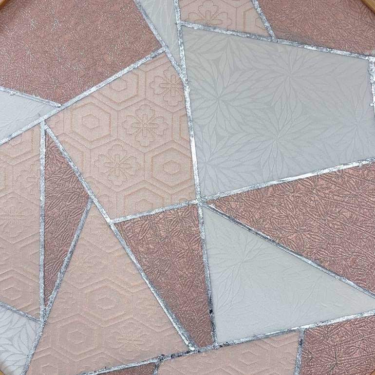 Original Abstract Geometric Mixed Media by Lena Okamoto