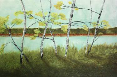 Silver birches on the lake thumb