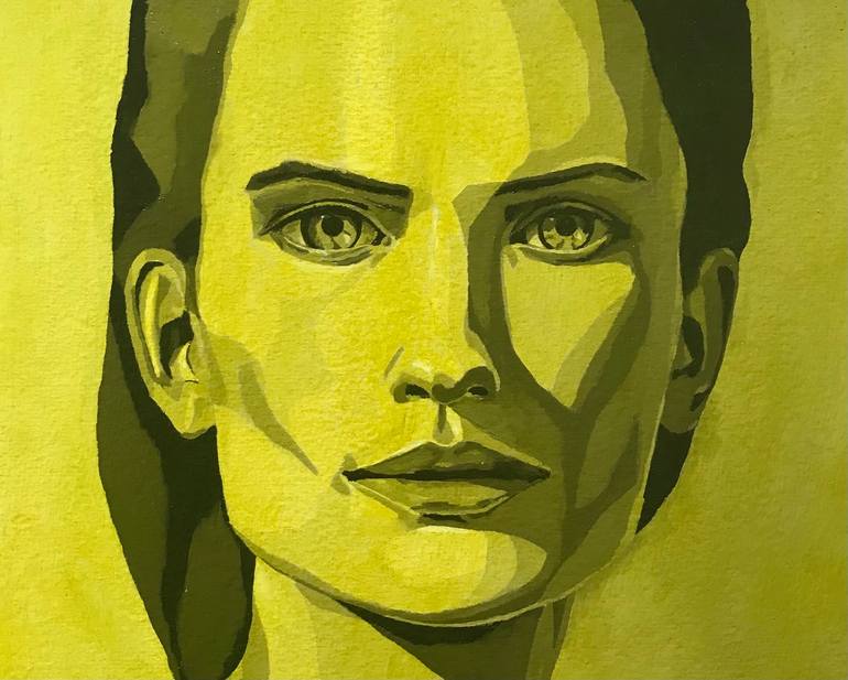 Original Women Painting by Ings Ulri | Art Deco Art on Paper | Green Diamond