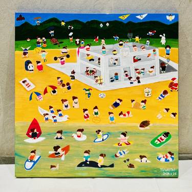 Original Fine Art Beach Paintings by WAI TAT YU