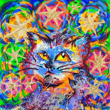 Original Expressionism Cats Paintings by Kenneth Abraham