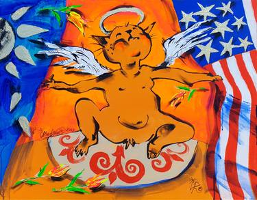 Original Contemporary Cats Paintings by Kenneth Abraham