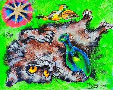 Print of Cats Paintings by Kenneth Abraham