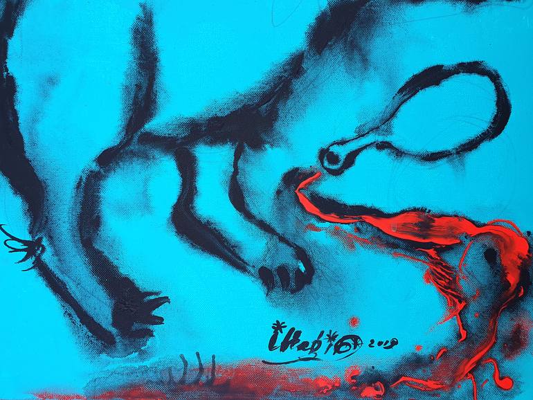 Original Contemporary Cats Painting by Kanat Ibragimov